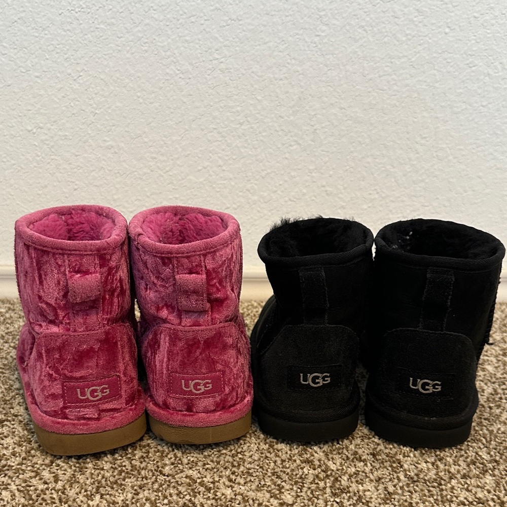UGG Kids Fuchsia and Black Cozy Boots - Sold as Both Pairs